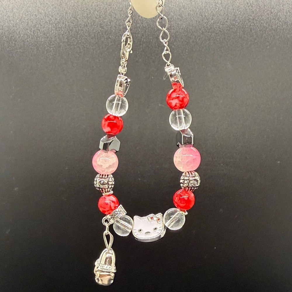 Sanrio Hello Kitty Red and Silver Bracelet with bells